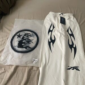 Hellstar White Sweatpants with Black Design